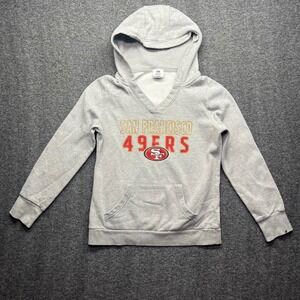 49ers Hoodie Womens Small Gray NFL Team Apparel San Francisco V-Neck Pullover